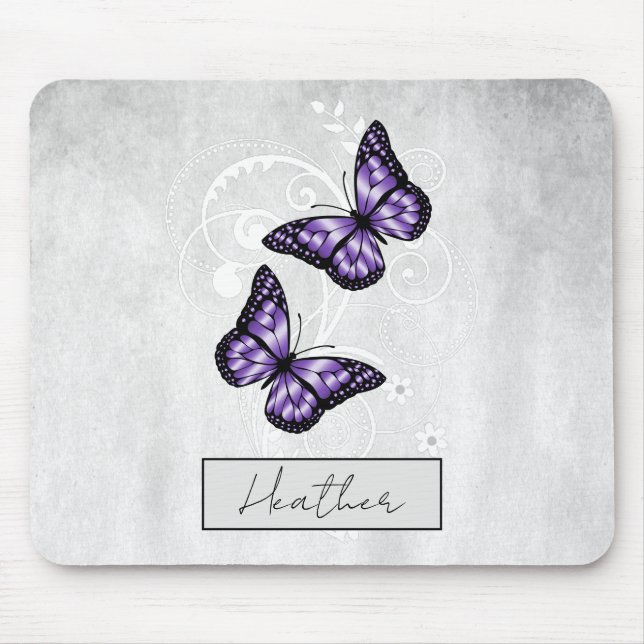 Brilliant Purple Butterflies Mouse Pad (Front)