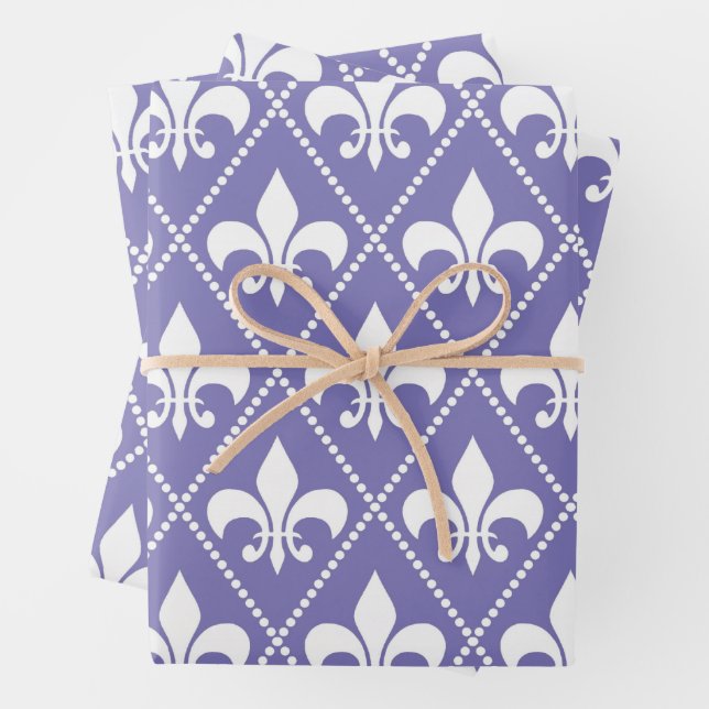 Brilliant Purple Fleur de Lis Wrapping Paper Sheet (In situ)