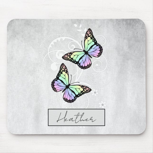 Brilliant Rainbow Butterflies Mouse Pad (Front)