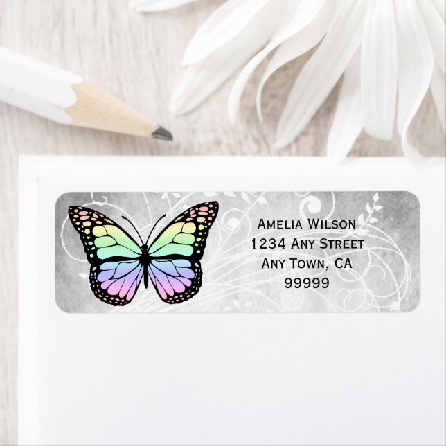 Brilliant Rainbow Butterfly Address Label Return Address Label (Insitu)