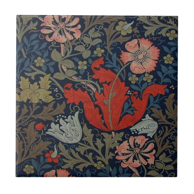 Brilliant Red Flower Compton Ceramics Ceramic Tile (Front)