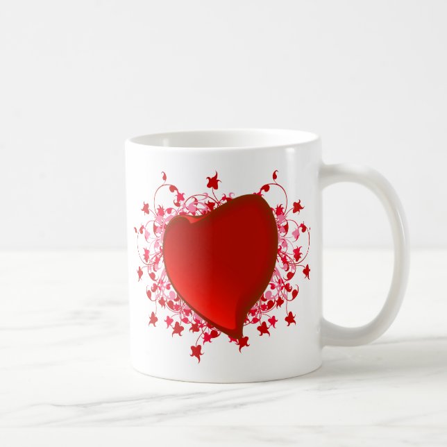 Brilliant Red Heart Coffee Mug (Right)