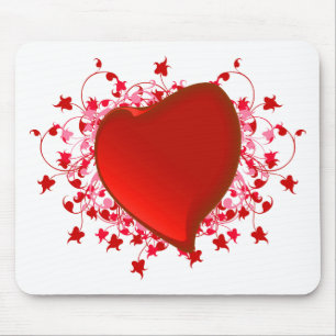 Brilliant Red Heart Mouse Pad
