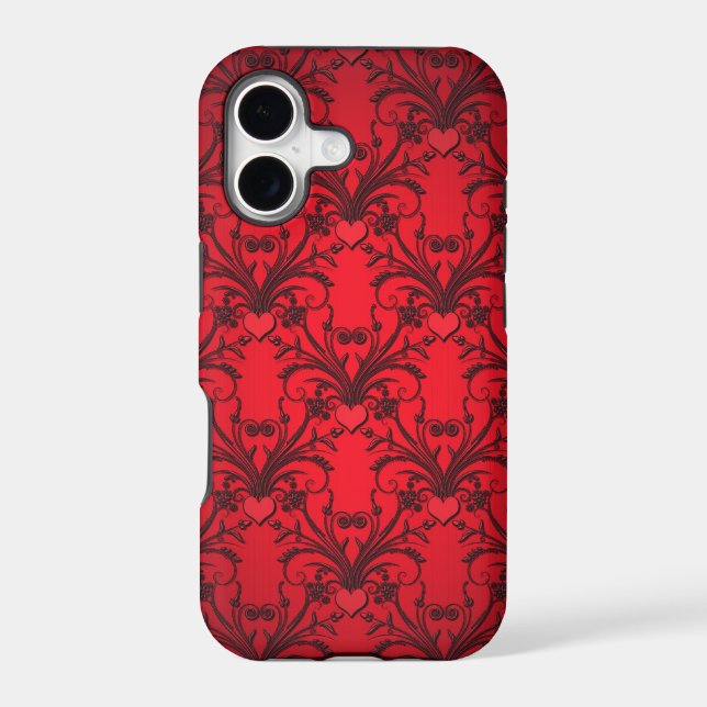 Brilliant Red Hearts Damask Pattern (Back)