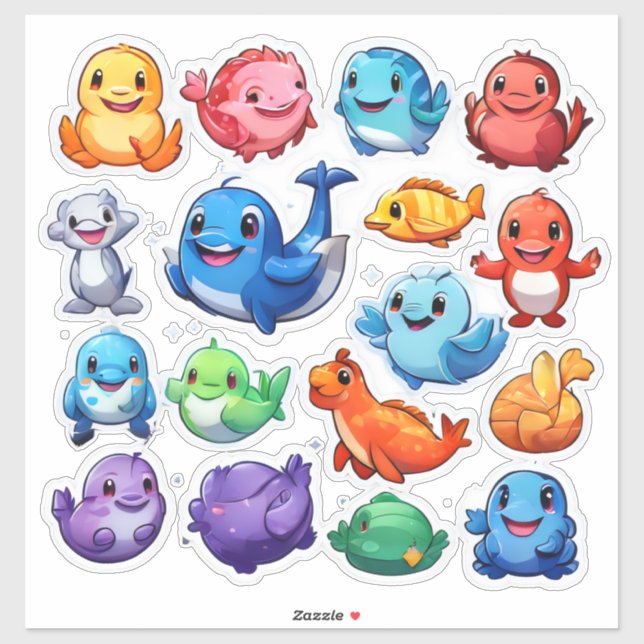 Brilliant set of cartoon animal stickers (Sheet)