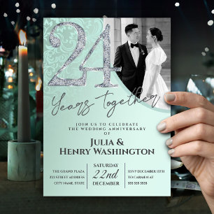 Brilliant Silver 24th Wedding Anniversary  Invitation