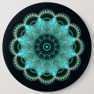 Brilliant star fractal mandala 6 cm round badge