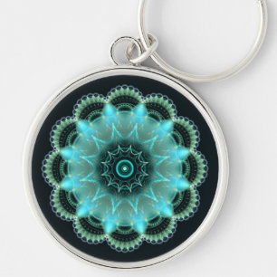 Brilliant star fractal mandala key ring
