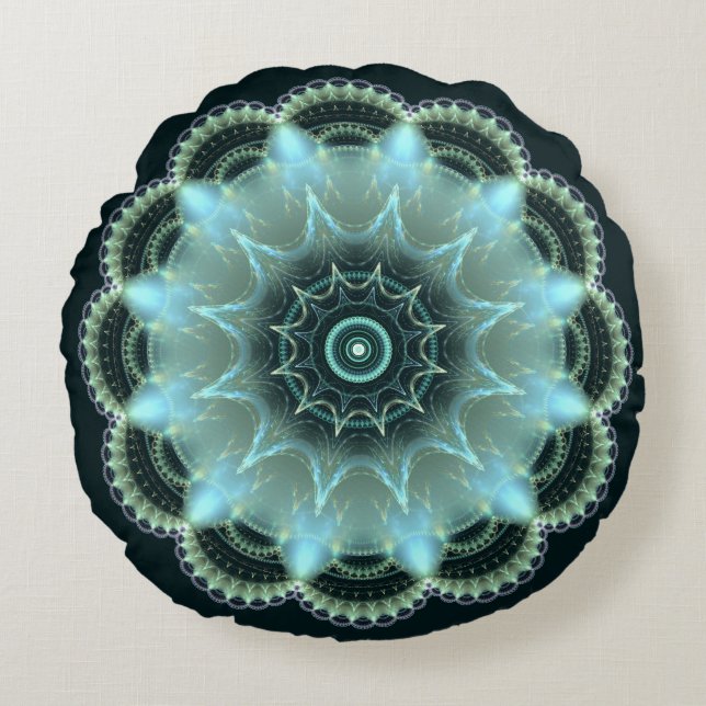 Brilliant star fractal mandala round cushion (Front)