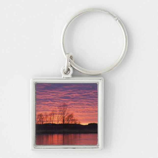 Brilliant sunset reflects into the Calamus River Key Ring (Front)