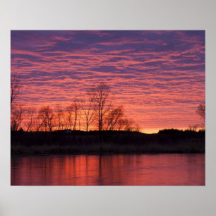 Brilliant sunset reflects into the Calamus River Poster