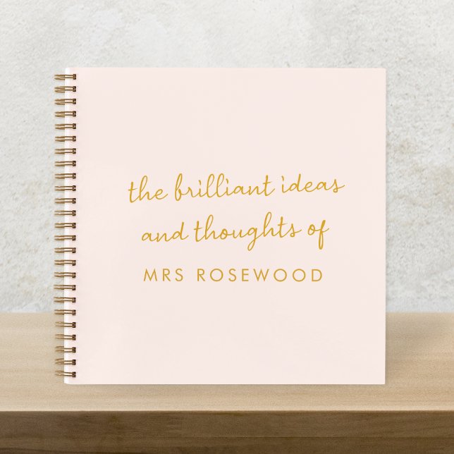 Brilliant Teacher | Modern Blush Pink and Gold Notebook (Creator Uploaded)