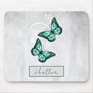 Brilliant Teal Butterflies Mouse Pad