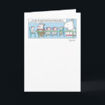 BRILLIANT THINKERS CARD<br><div class="desc">An elite group of esteemed scientists (two pigs,  a duck,  and a hippo) is addressed by the renowned Dr. Snood (a chicken, ) while her assistant Tad Humble (moo) takes notes. A birthday greeting awaits within.</div>