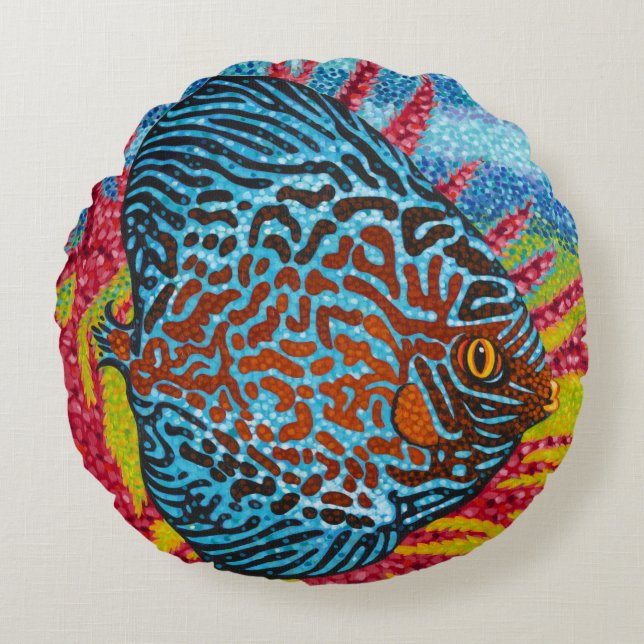 Brilliant Tropical Fish II Round Cushion (Front)
