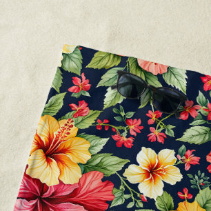 Brilliant Tropical Hibiscus Beach Towel