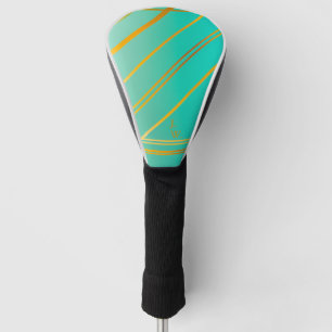 Brilliant Turquoise and Gold Personalised  Golf Head Cover