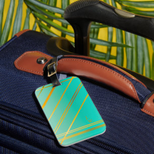Brilliant Turquoise and Gold Personalised Luggage Tag