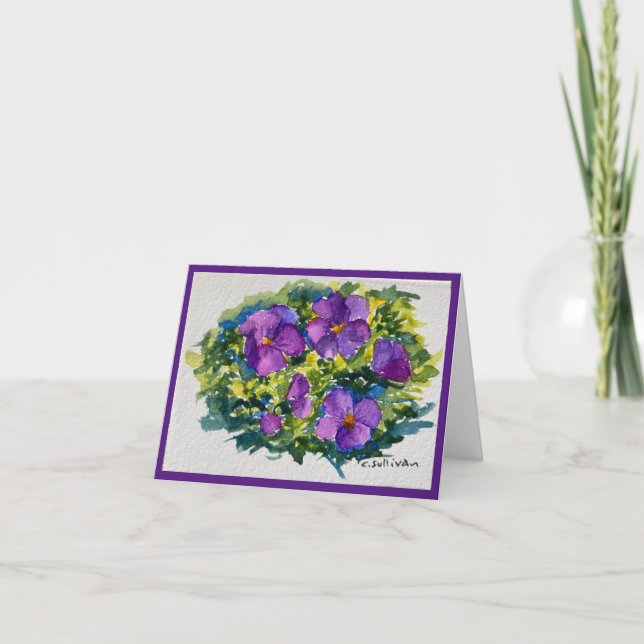 brilliant watercolor violas note card (Front)