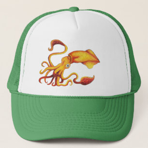 Brilliant Yellow Squid with Orange Tentacles Trucker Hat