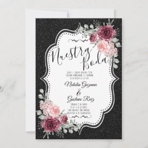 Brilliantina Negro y Rojas Invitation