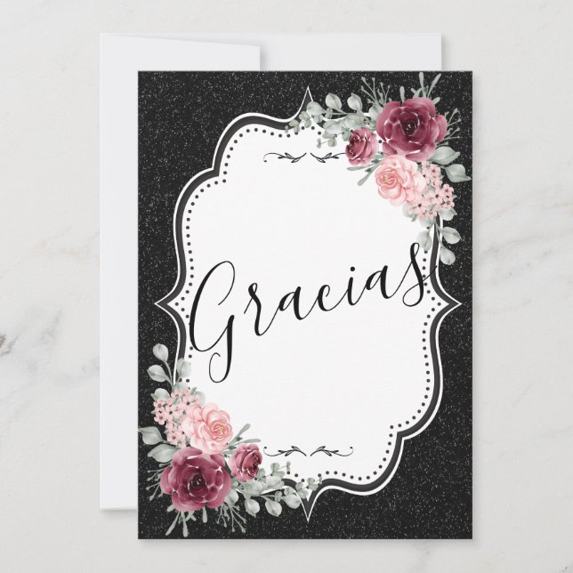 Brilliantina Negro y Rojas Tarjeta de agradecimien Invitation (Front)