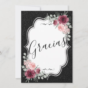Brilliantina Negro y Rojas Tarjeta de agradecimien Invitation