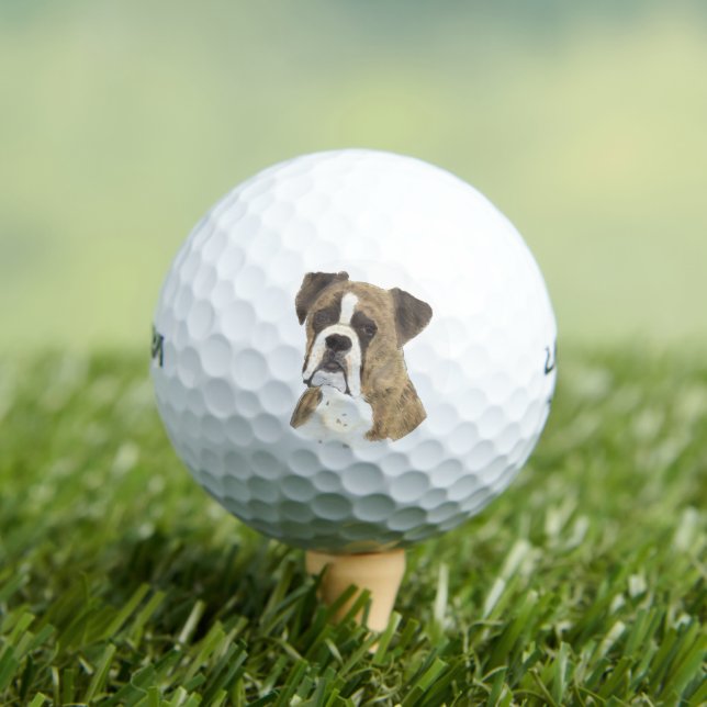 Brindle and White Boxer Dog Golf Balls (Insitu Tee)