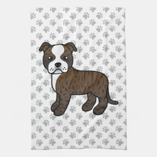 Brindle And White Staffordshire Bull Terrier Dog Tea Towel