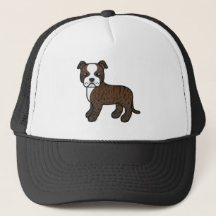 Brindle And White Staffordshire Bull Terrier Dog Trucker Hat