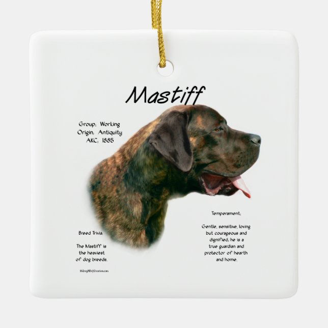 Brindle Apricot Mastiff History  Ceramic Ornament (Front)