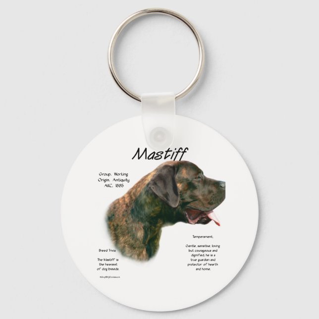 Brindle Apricot Mastiff History  Key Ring (Front)