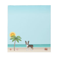 Brindle Boston Terrier At A Tropical Summer Beach