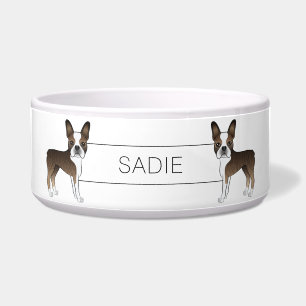 Brindle Boston Terrier Cartoon Dog & Custom Text