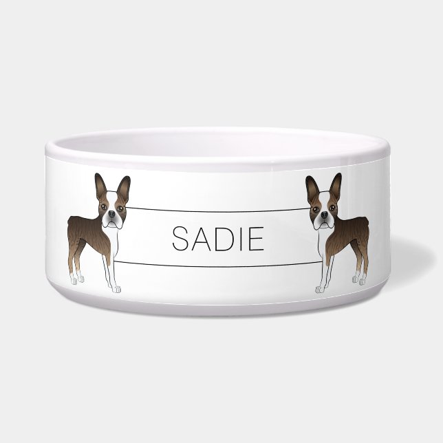 Brindle Boston Terrier Cartoon Dog & Custom Text (Front)