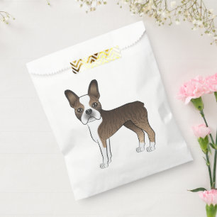 Brindle Boston Terrier Cartoon Dog Illustration Favour Bag