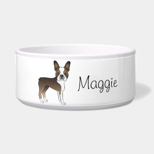 Brindle Boston Terrier Cute Cartoon Dog And Name