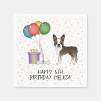 Brindle Boston Terrier Cute Cartoon Dog - Birthday