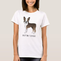 Brindle Boston Terrier Cute Cartoon Dog With Text