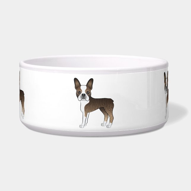 Brindle Boston Terrier Cute Cartoon Dogs (Front)
