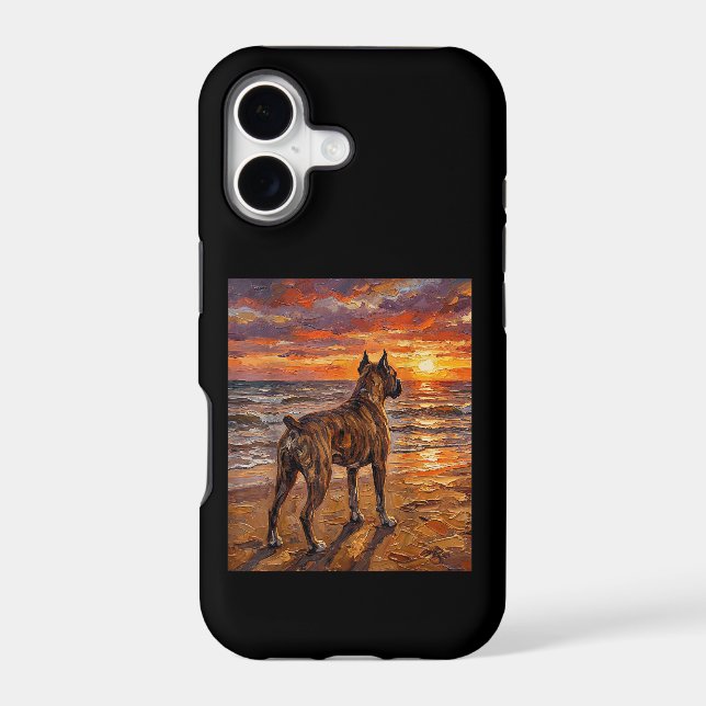 Brindle Boxer at Sunset Beach Boxer Dog Art Gift (Back)