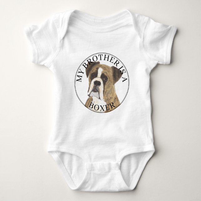 Brindle Boxer Dog Big Brother Baby Bodysuit (Front)