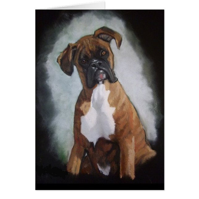Brindle Boxer Dog in Oil Pastel: Cute Animal Art (Front)