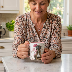 Brindle Boxer Dog & Wildflowers Mug