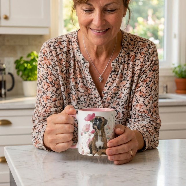 Brindle Boxer Dog & Wildflowers Mug (Creator Uploaded)