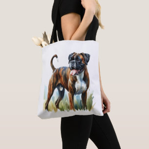 Brindle Boxer featured in Watercolor Tote Bag