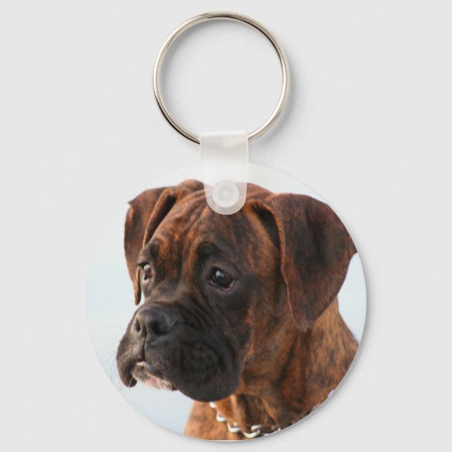Brindle boxer puppy keychain (Front)