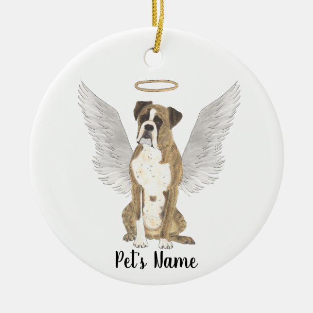 Brindle Boxer Sympathy Memorial  Ceramic Ornament (Front)