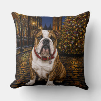 Brindle Bulldog Holiday Cushion