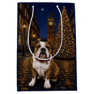 Brindle Bulldog Holiday Medium Gift Bag